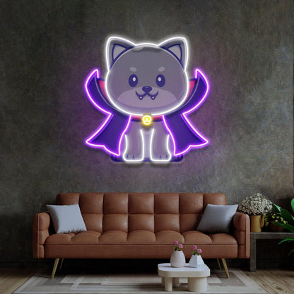 Dracula Cat Superhero Uv Printed Led Neon Sign For Home Decor | Shineneon