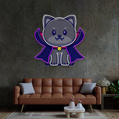 Dracula Cat Superhero Uv Printed Led Neon Sign For Home Decor | Shineneon
