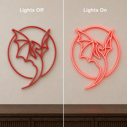 Dragon LED Neon Sign Man Cave Neon Sign day and night comparison