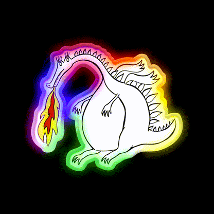 Dragon With Fire Asian Cultural Led Neon Sign Rgb Color