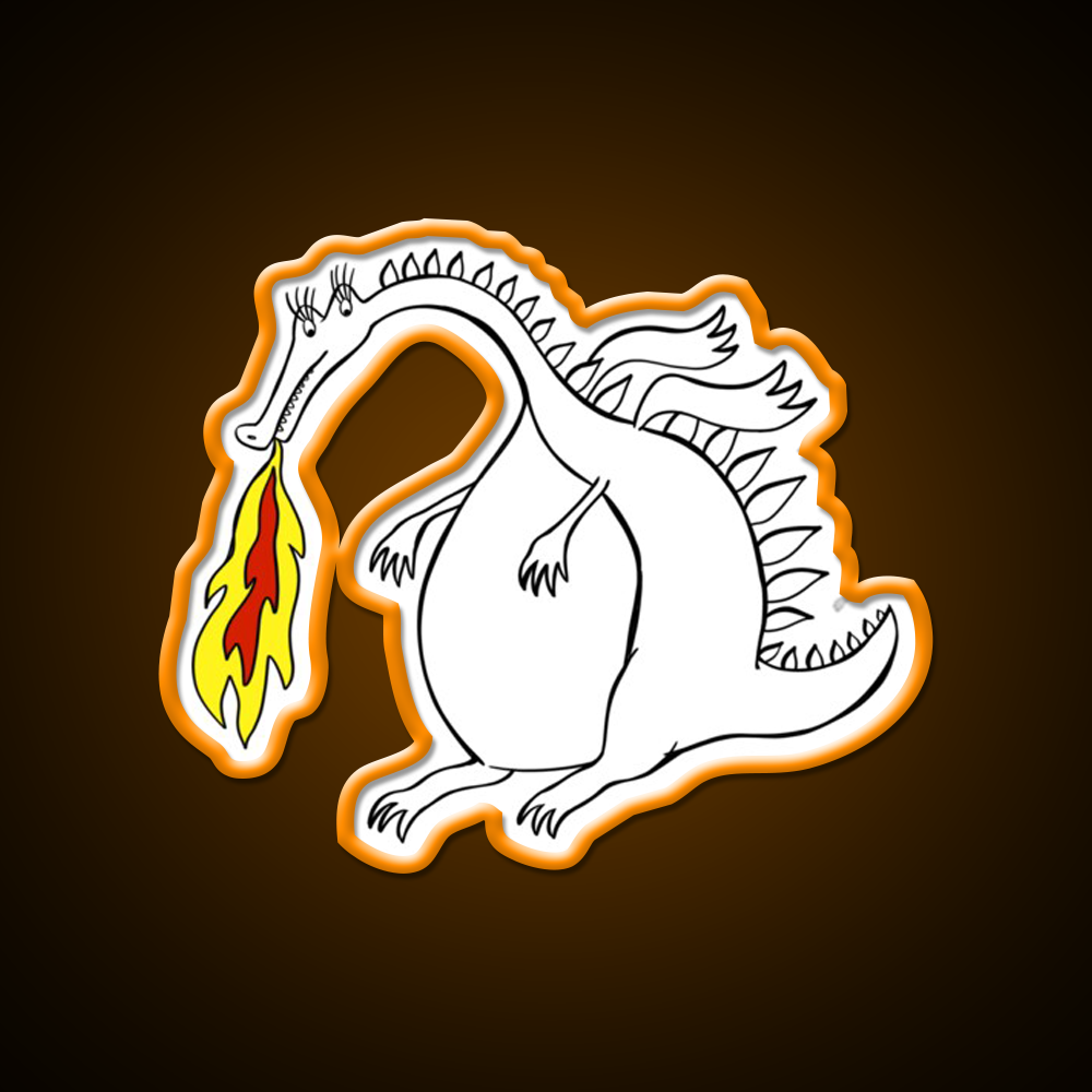 Dragon With Fire Asian Cultural Led Neon Sign Rgb Color