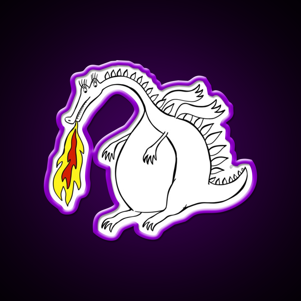 Dragon With Fire Asian Cultural Led Neon Sign Rgb Color