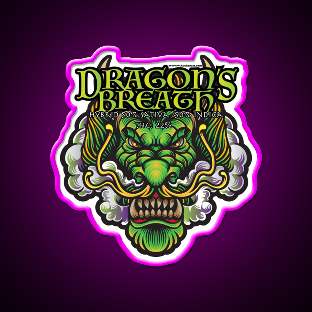 Dragons Breath Strain Art Hemp Inspired Green Leaf Led Neon Sign Rgb Color
