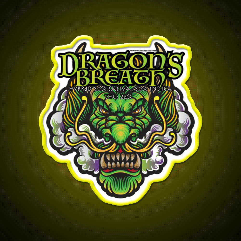 Dragons Breath Strain Art Hemp Inspired Green Leaf Led Neon Sign Rgb Color