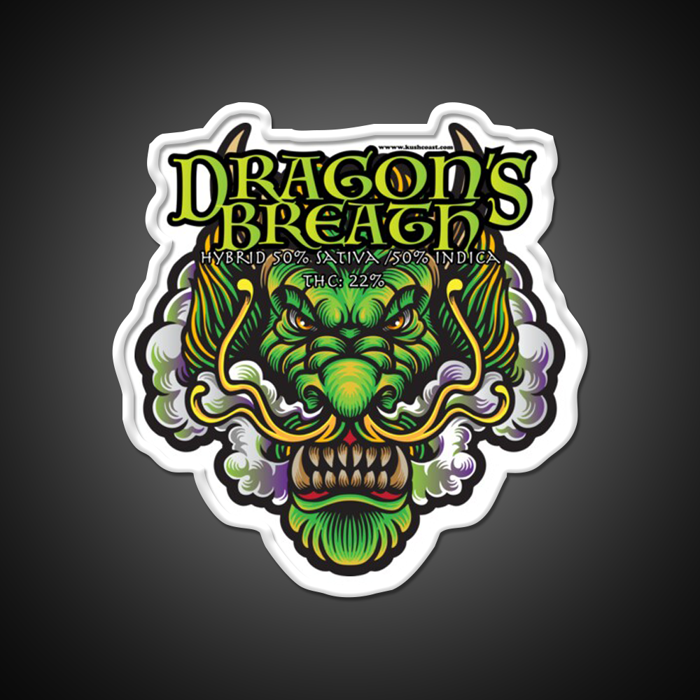 Dragons Breath Strain Art Hemp Inspired Green Leaf Led Neon Sign Rgb Color