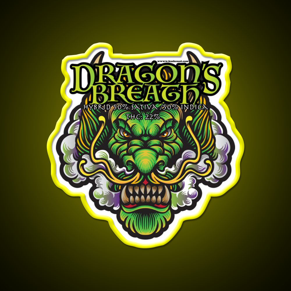 Dragons Breath Strain Art Hemp Inspired Green Leaf Led Neon Sign Rgb Color