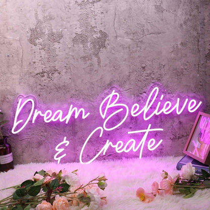 Dream Believe And Create Purple Led Neon Sign - Shineneon