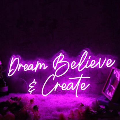 Dream Believe And Create Purple Led Neon Sign - Shineneon
