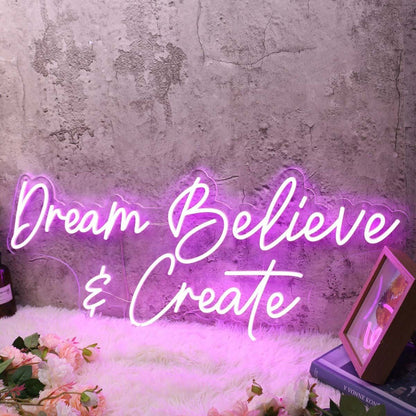 Dream Believe And Create Purple Led Neon Sign - Shineneon