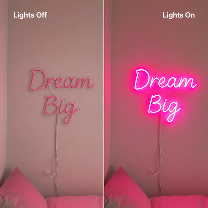 Dream Big Home Decor LED Neon Sign - 06 Day Night Comparison