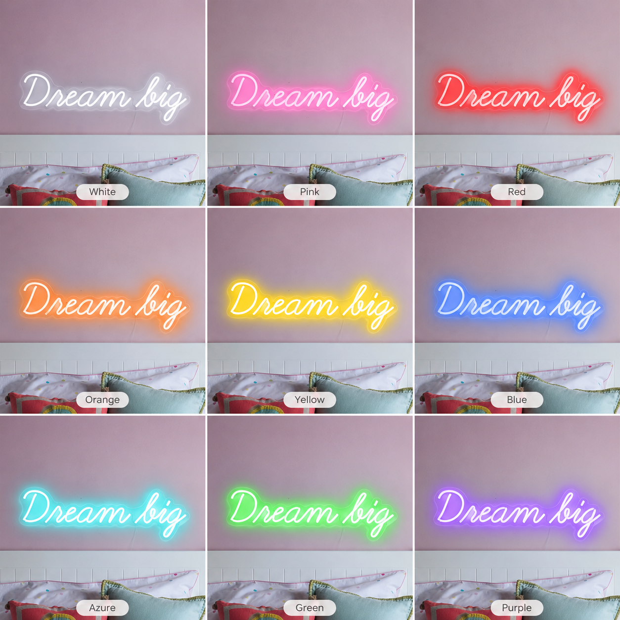 Dream Big Home Wall Decor LED Neon Sign - 05 Color Grid
