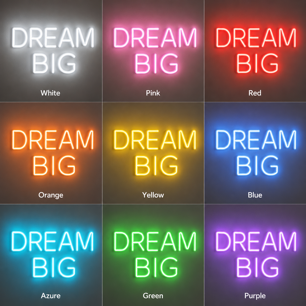 Dream Big LED Neon Sign Bedroom Decor - 05 Color Grid