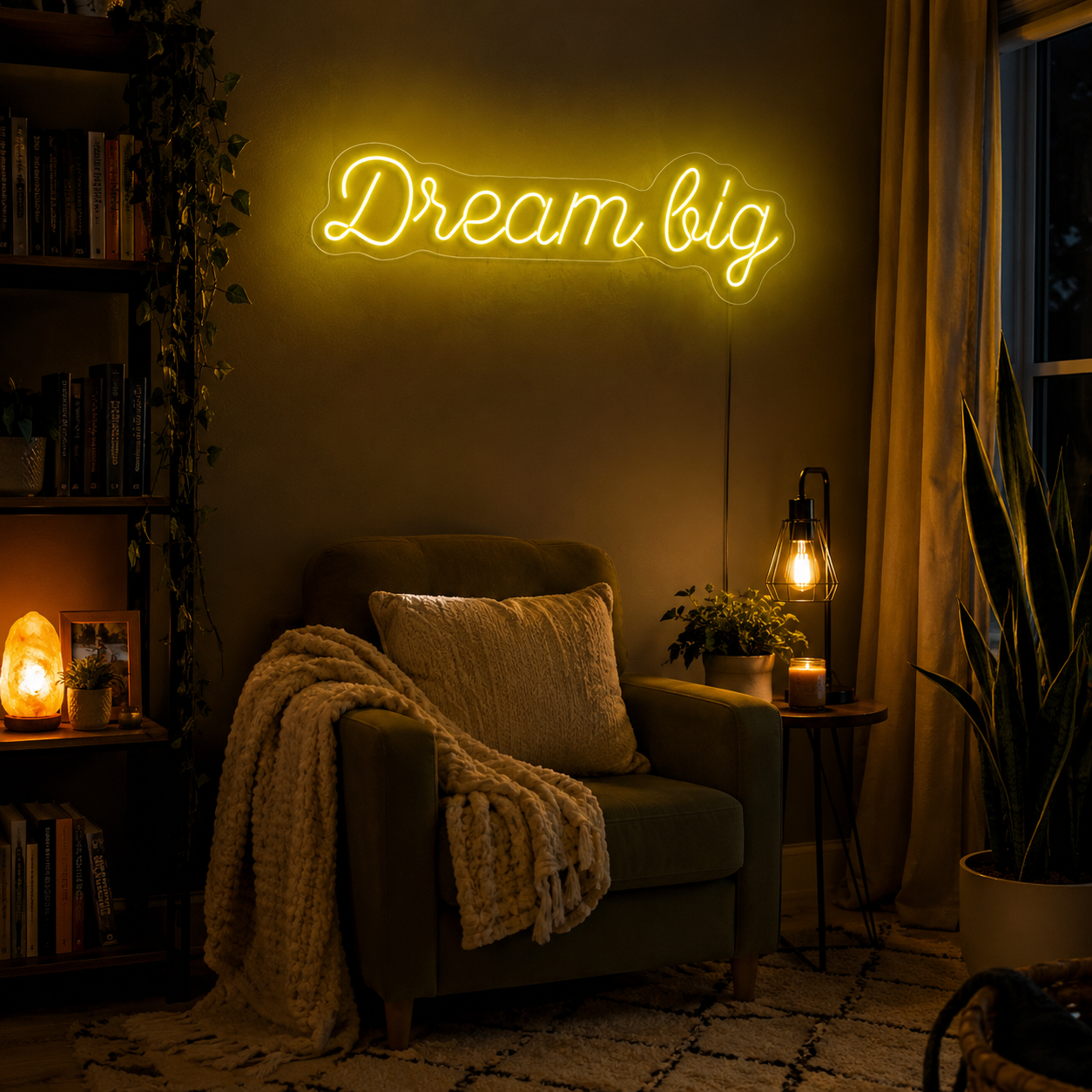 Dream Big LED Neon Sign Living Room Decor - 03 Real Lifestyle Scene