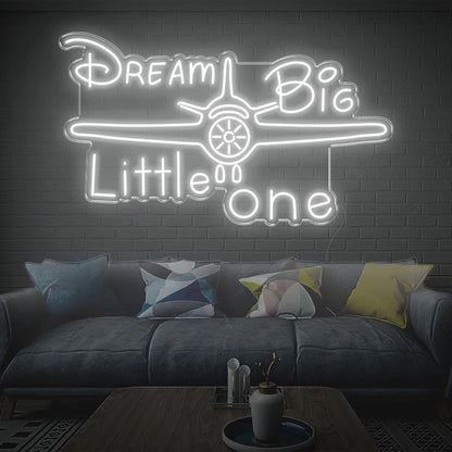 Dream Big Little One Pink Airplane Led Neon Sign For Kids Room Decor | Shineneon
