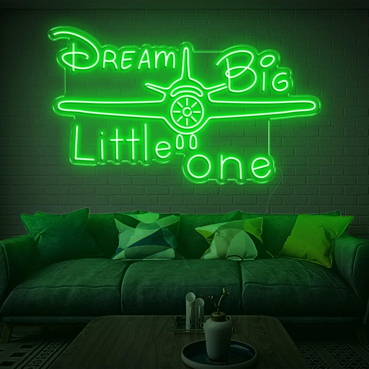 Dream Big Little One Pink Airplane Led Neon Sign For Kids Room Decor | Shineneon