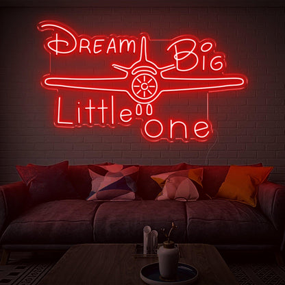 Dream Big Little One Pink Airplane Led Neon Sign For Kids Room Decor | Shineneon