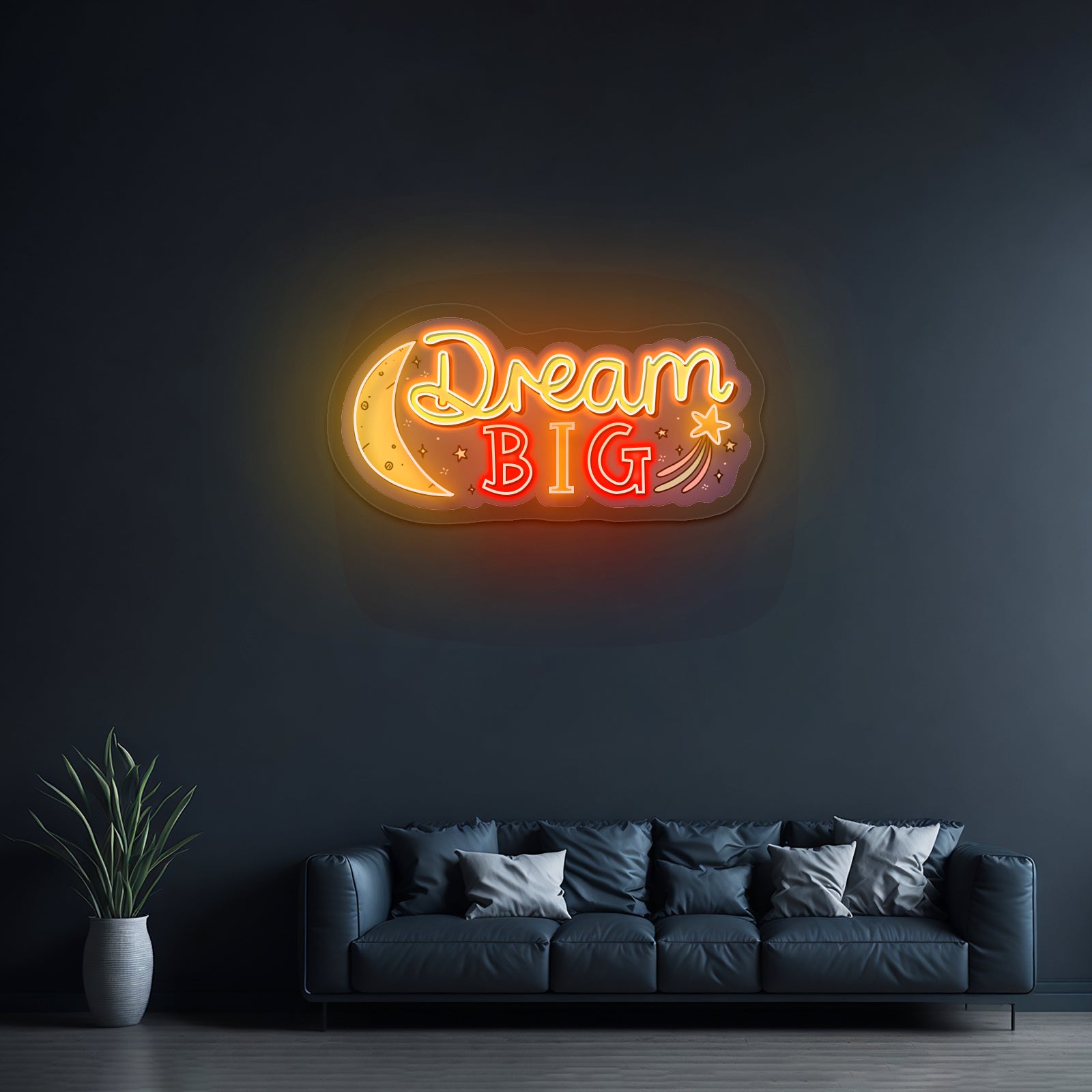 Dream Big Moon And Star Positivity Neon Signs For Sale