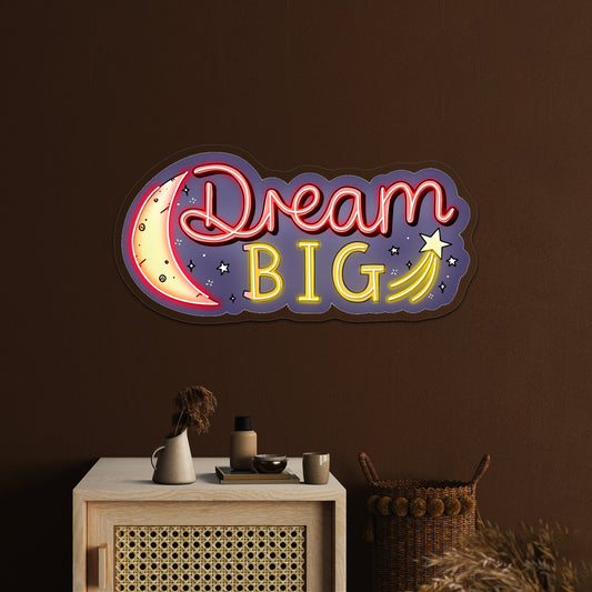 Dream Big Moon And Star Positivity Neon Signs For Sale