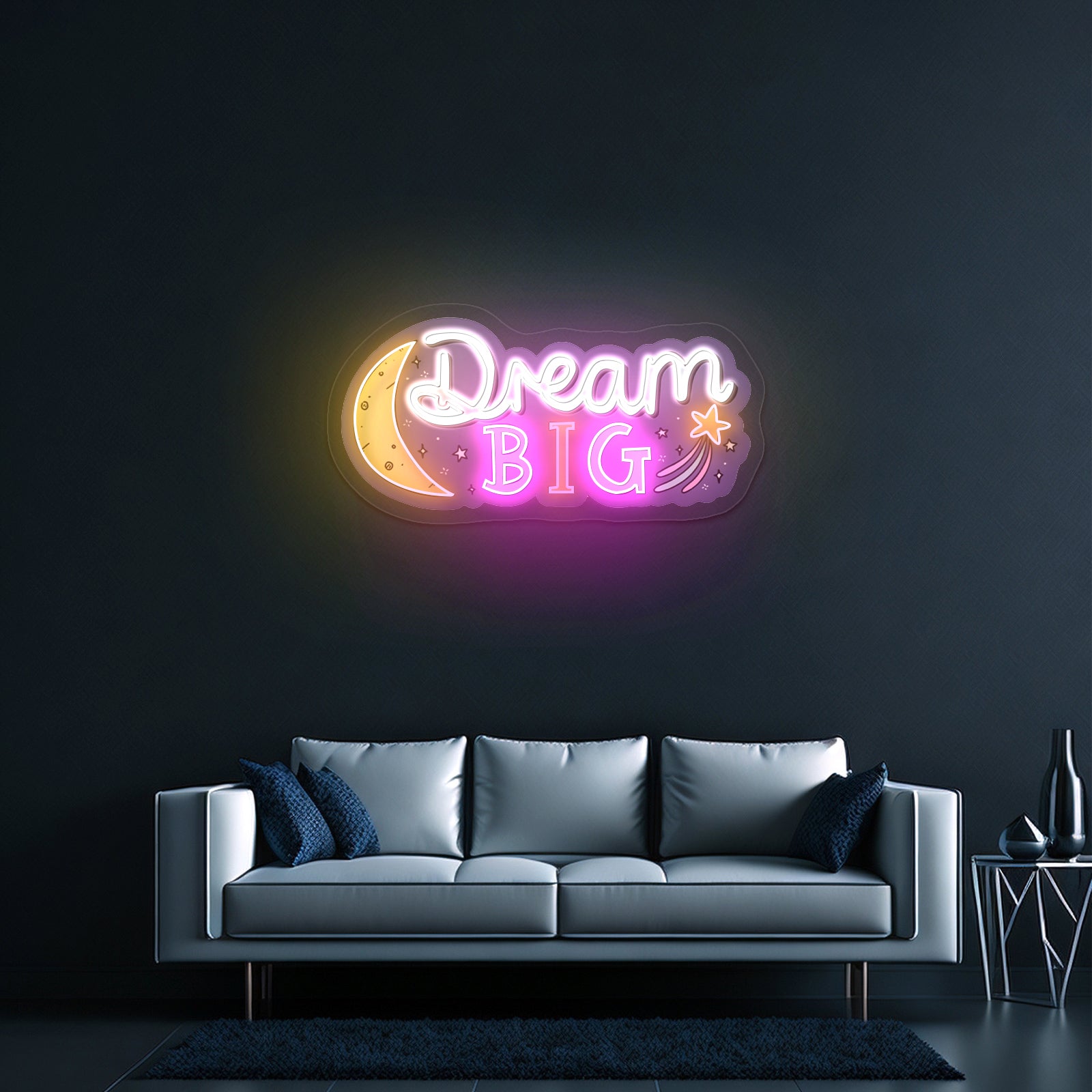 Dream Big Moon And Star Positivity Neon Signs For Sale