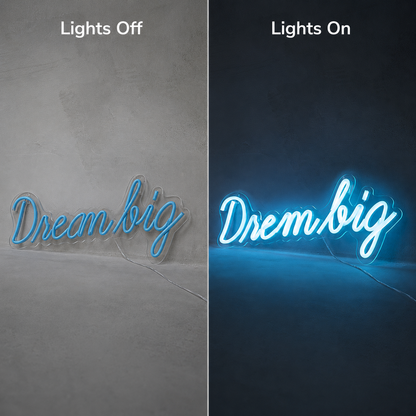 Dream Big Room Wall Light LED Neon Sign - 06 Day Night Comparison