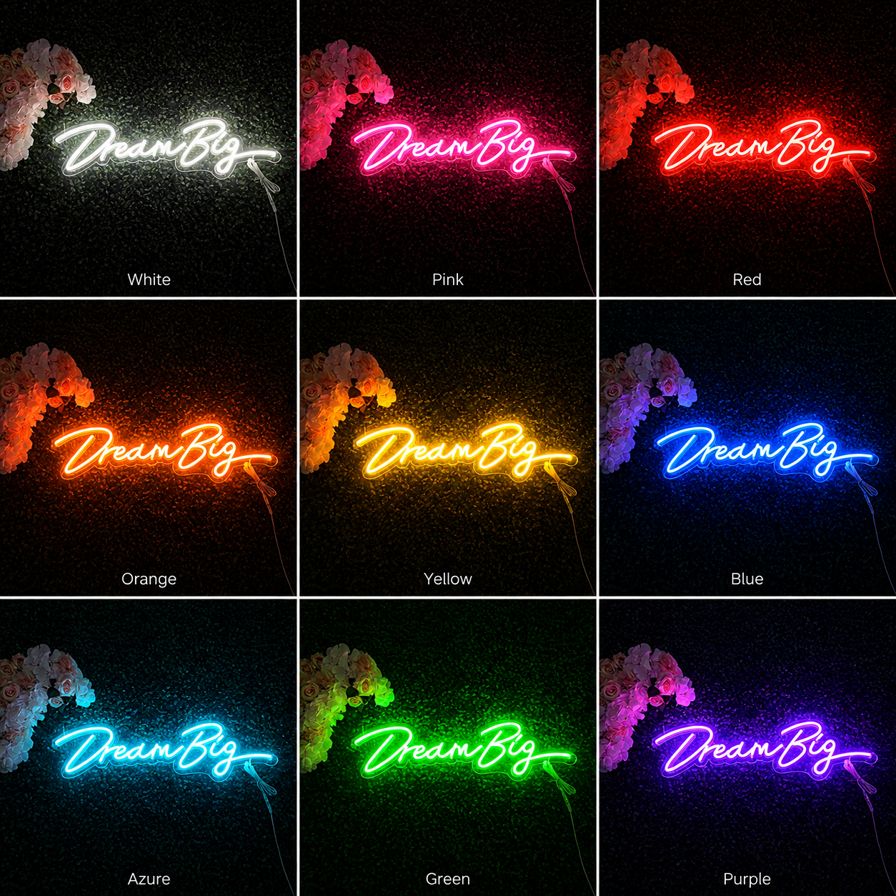 Dream Big Script LED Neon Sign - 05 Color Grid