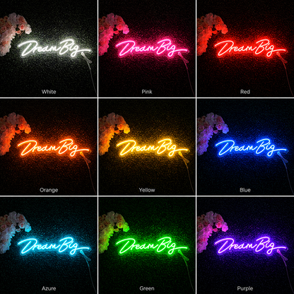 Dream Big Script LED Neon Sign - 05 Color Grid