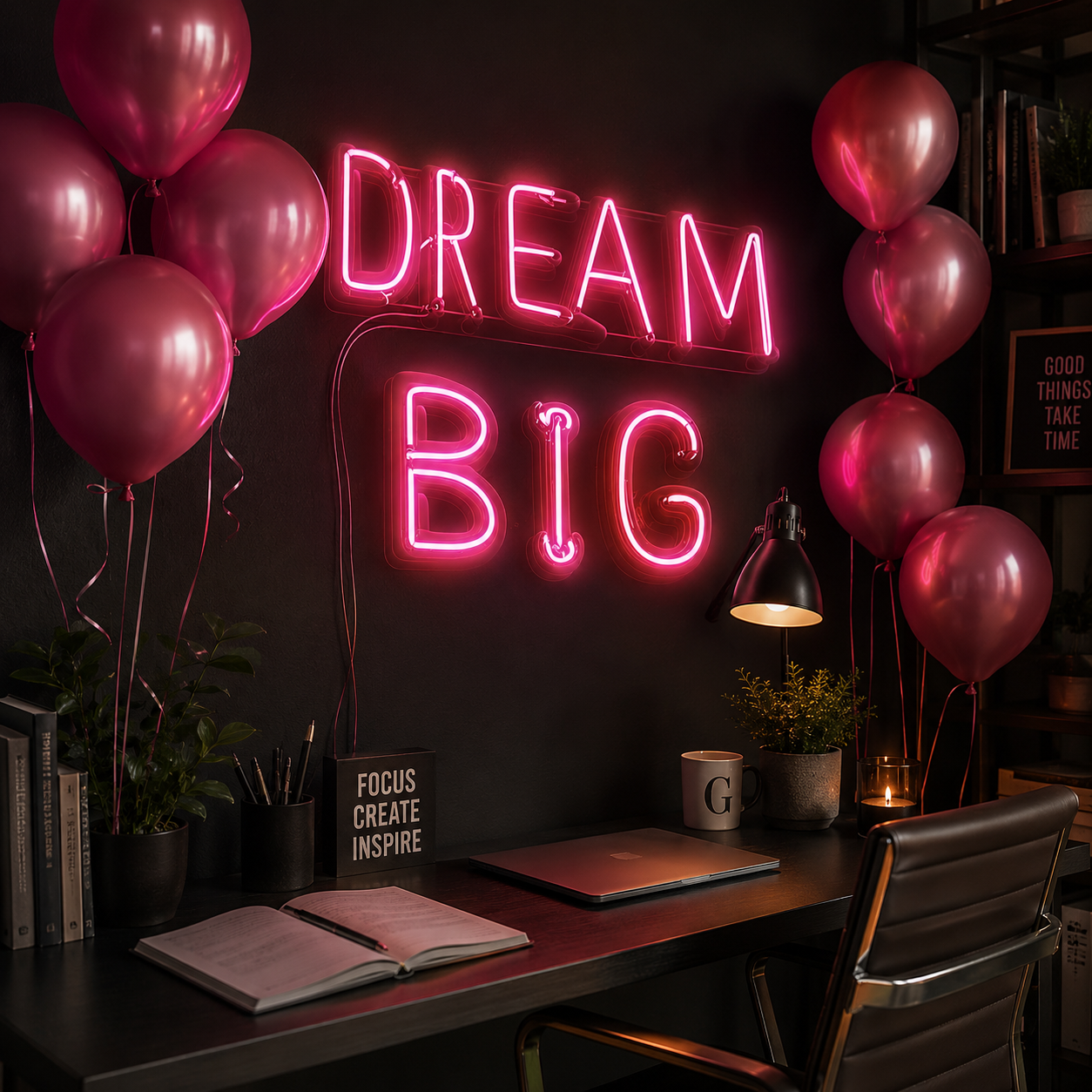 Dream Big Surrounded By Many Balloons LED Neon Sign - 03 Real Lifestyle Scene