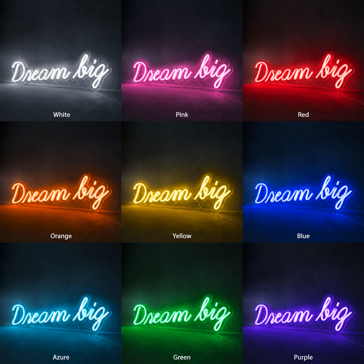 Dream Big Wall Light LED Neon Sign - 05 Color Grid