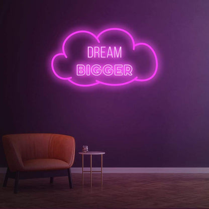 Dream Bigger Warm Yellow Cloud Led Neon Sign For Home Decor | Shineneon