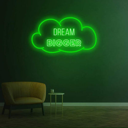 Dream Bigger Warm Yellow Cloud Led Neon Sign For Home Decor | Shineneon