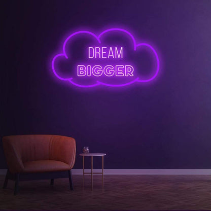 Dream Bigger Warm Yellow Cloud Led Neon Sign For Home Decor | Shineneon