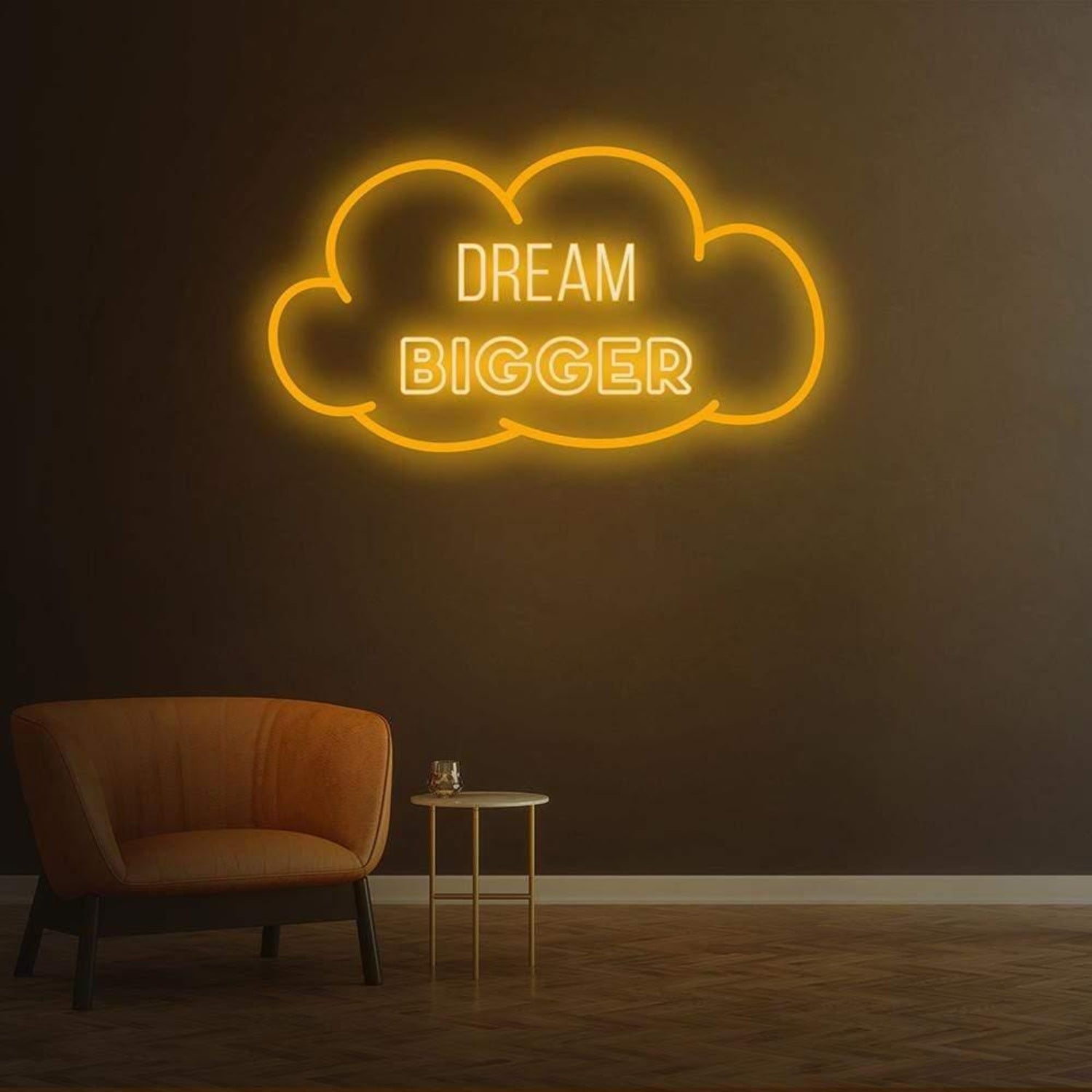 Dream Bigger Warm Yellow Cloud Led Neon Sign For Home Decor | Shineneon