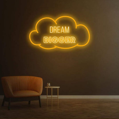 Dream Bigger Warm Yellow Cloud Led Neon Sign For Home Decor | Shineneon