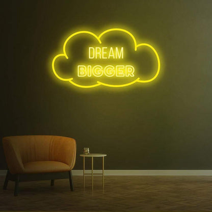 Dream Bigger Warm Yellow Cloud Led Neon Sign For Home Decor | Shineneon