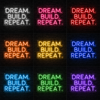 Dream Build Repeat Wall Decor LED Neon Sign - 05 Color Grid