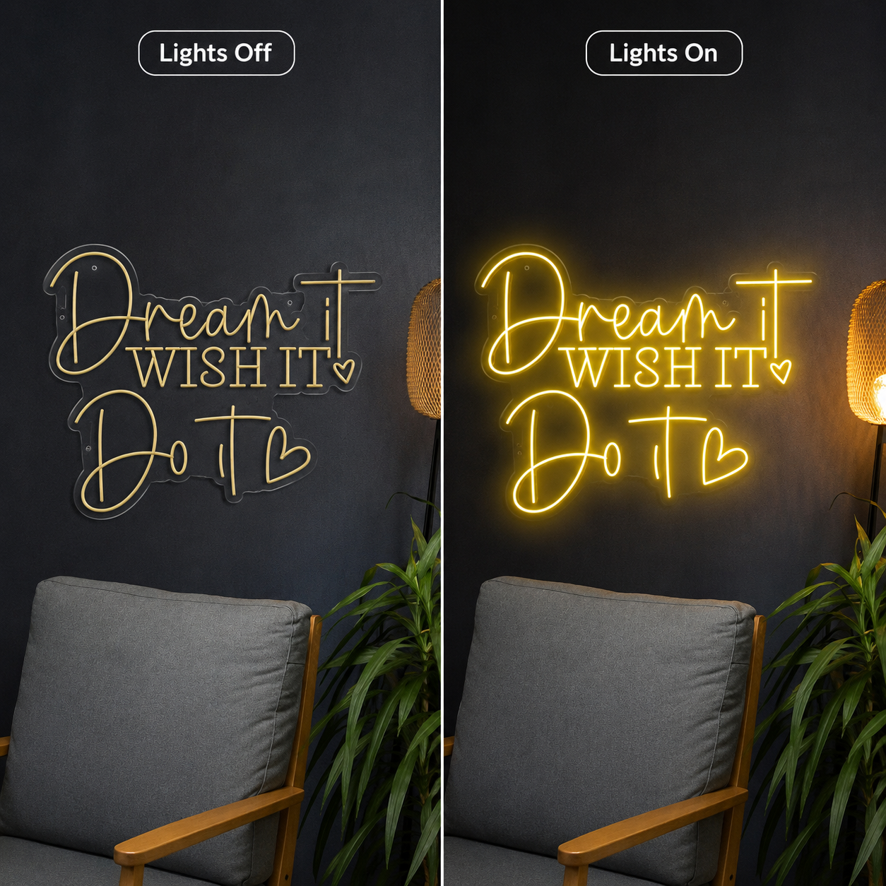 Dream It Do It Wall Decor LED Neon Sign - 06 Day Night Comparison