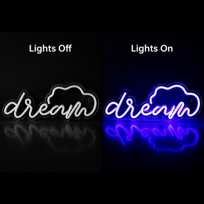 Dream LED Neon Sign Home Wall Art - 06 Day Night Comparison