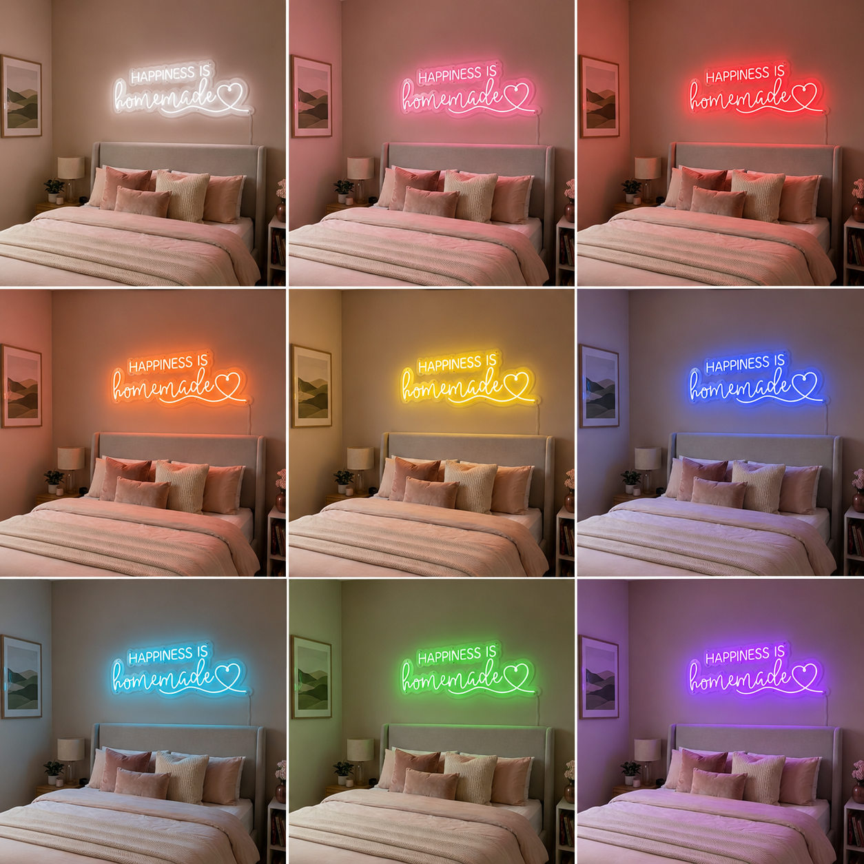 Dream Script Bedroom LED Neon Sign Home Art color grid