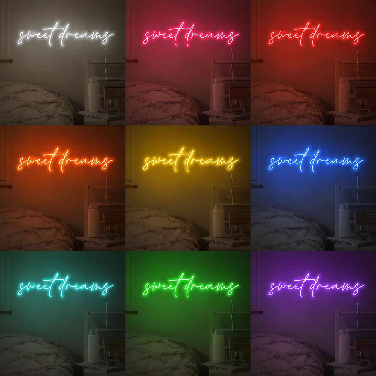 Dream Script Bedroom Square LED Neon Sign Wall Art color grid