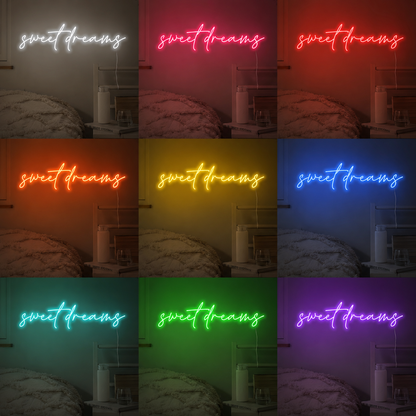 Dream Script Bedroom Square LED Neon Sign Wall Art color grid