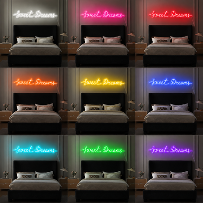 Dream Script Bedroom Wall Art LED Neon Sign color grid