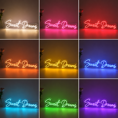 Dream Script Bedroom Wall Decor LED Neon Sign color grid