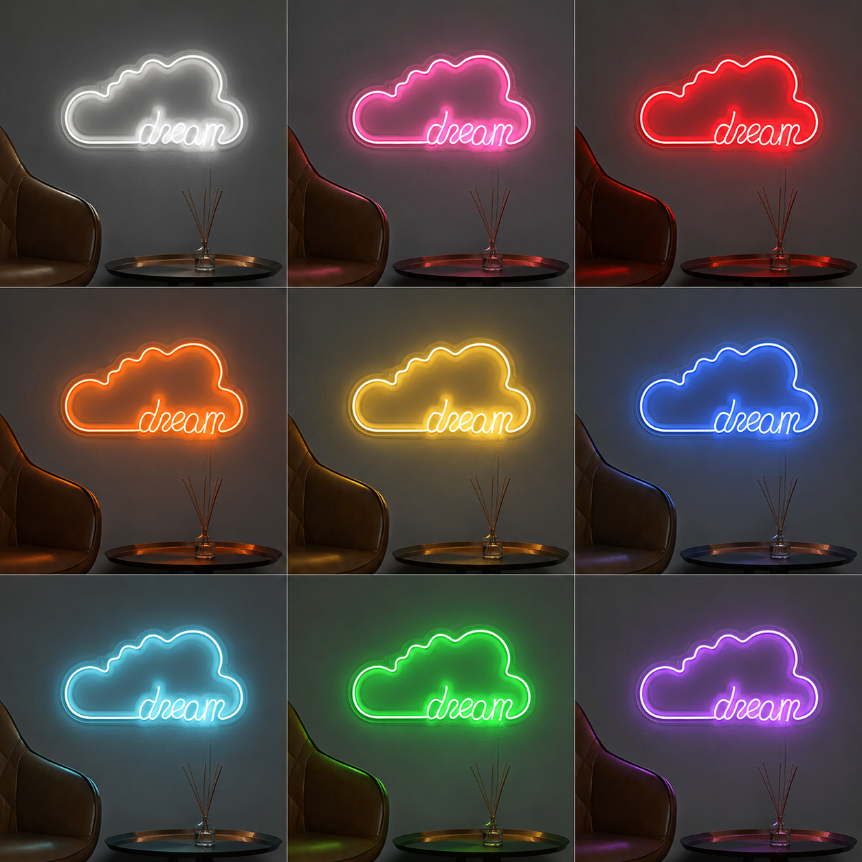 Dream Wall Decor LED Neon Sign - 05 Color Grid