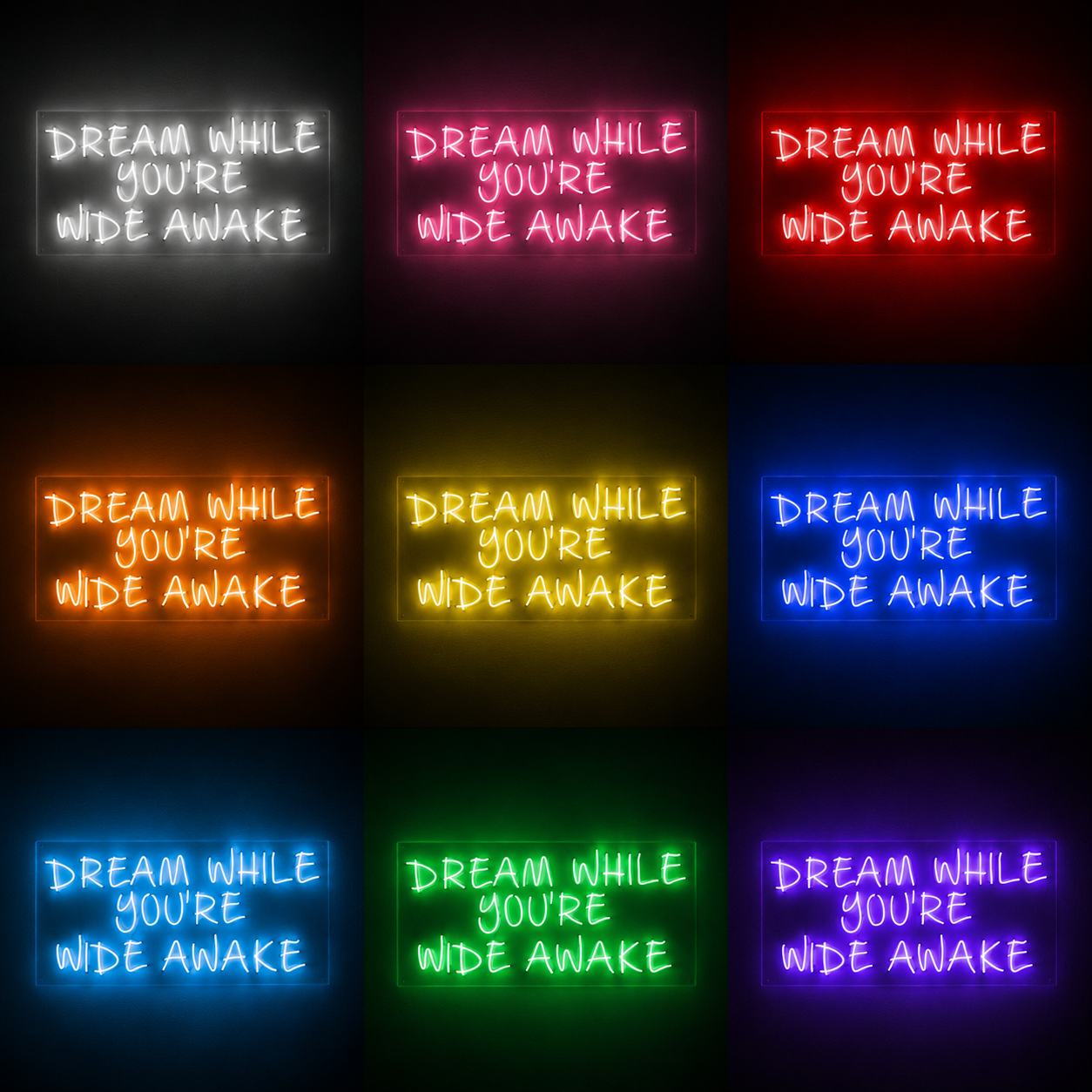 Dream While You Re Wide Awake Wall Decor LED Neon Sign - 05 Color Grid