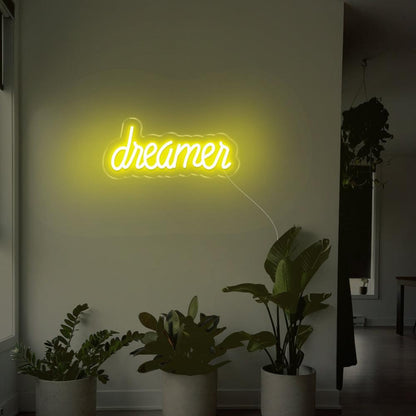 Dreamer Blue Led Neon Sign For Indoor Home Decor With Plants | Shineneon