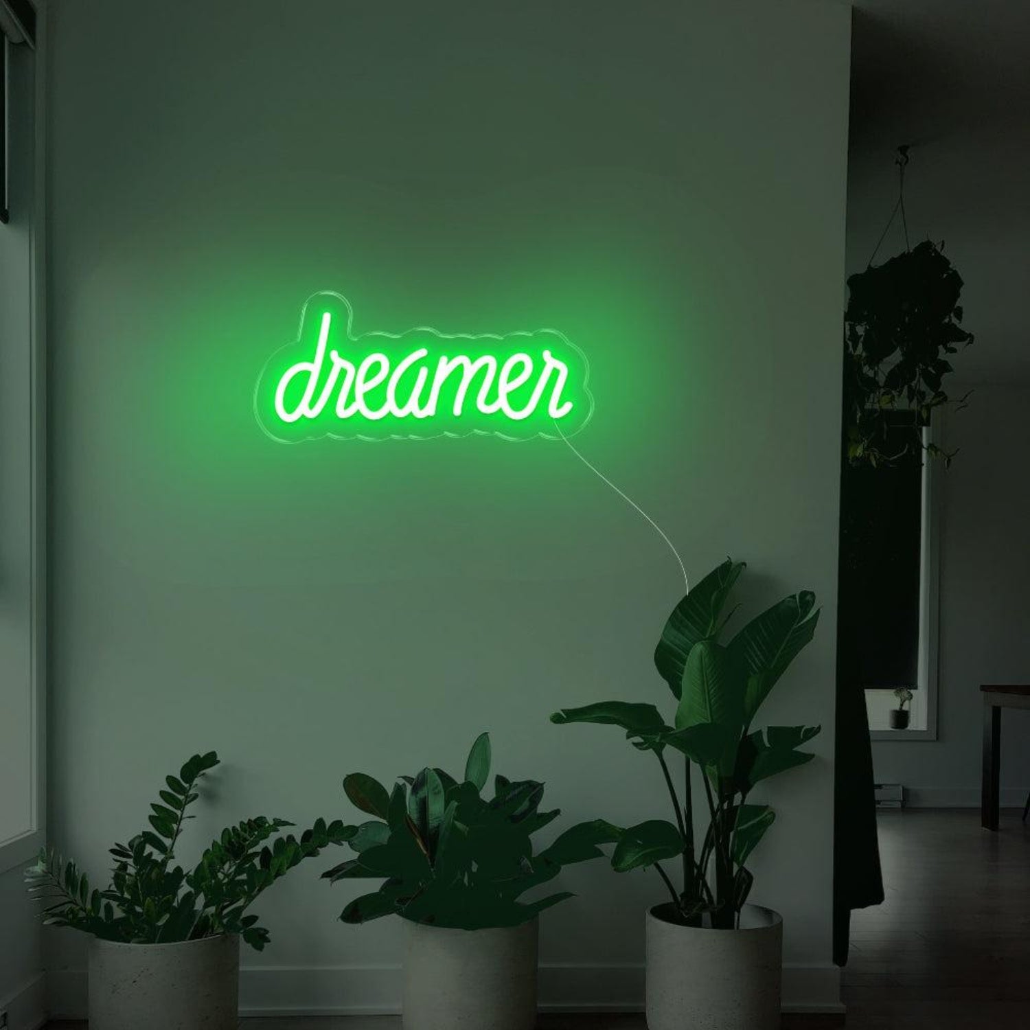 Dreamer Blue Led Neon Sign For Indoor Home Decor With Plants | Shineneon