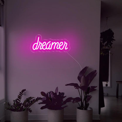 Dreamer Blue Led Neon Sign For Indoor Home Decor With Plants | Shineneon