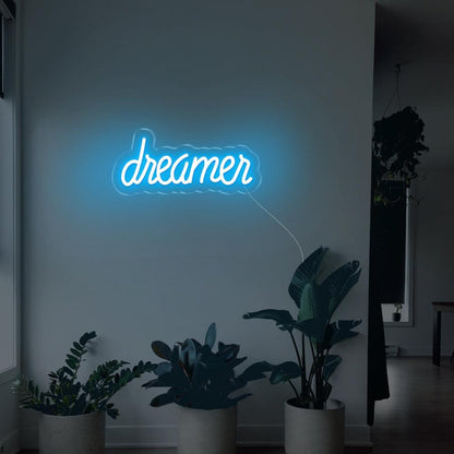 Dreamer Blue Led Neon Sign For Indoor Home Decor With Plants | Shineneon