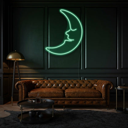 Dreamy Young Moon Neon Whimsical Nighttime Wonder - Shineneon