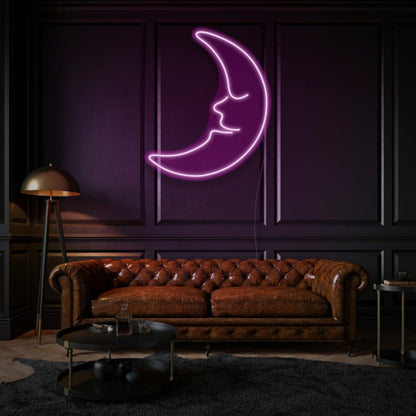 Dreamy Young Moon Neon Whimsical Nighttime Wonder - Shineneon
